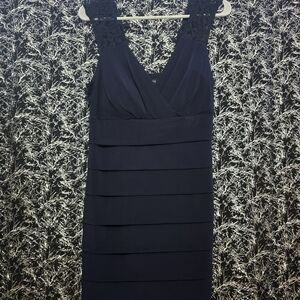 Enfocus Studio Navy Layered Midi Dress